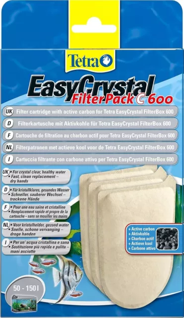 Tetra EasyCrystal Filter Pack 600C 174665 Filter Cartridge with Active Carbon