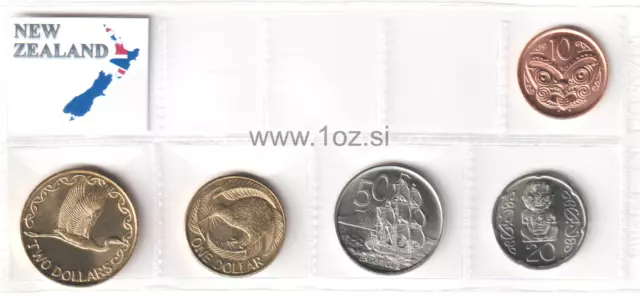 NEW ZEALAND SET 2005/2008 - 5 coins ( 10, 20, 50 CENTS + 1, 2 DOLLARS ) UNC