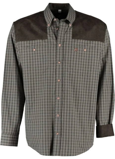 Camicia folcloristica OS Trachten® ""Sau"" con scolle camicia da caccia robusta verde oliva