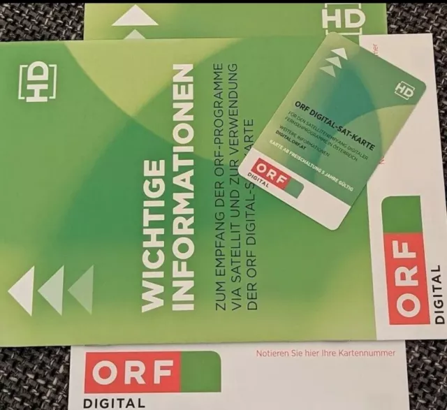 ORF Digital HD / Sat-Karte-Smartcard / Neu und Freigeschaltet für 5 Jahre