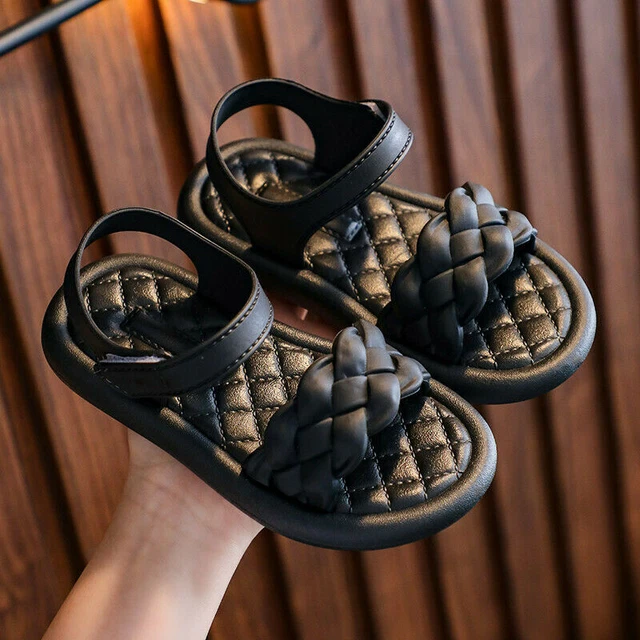 Girls Weave Flat Sandals Summer Toddler Baby Kids Holiday Princess Shoes Size 8