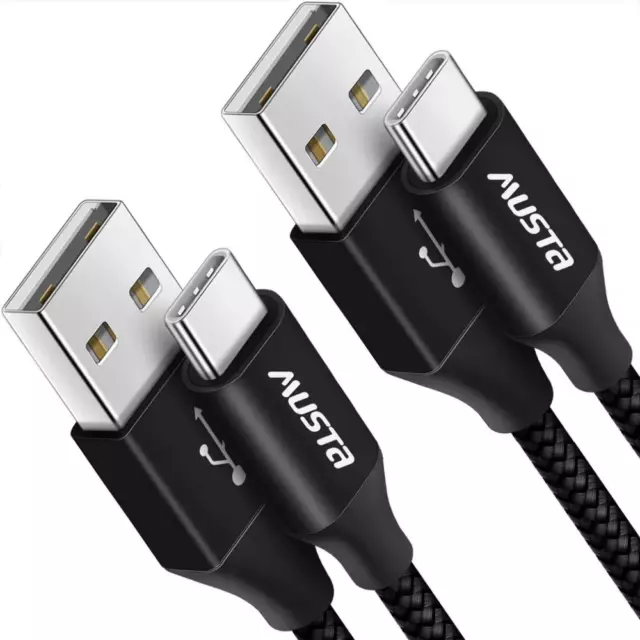 USB C Braided Charging Cable - High Speed USB A to C Data Wire | 1M, 2M, 3M.