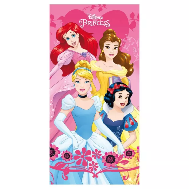 Disney Princesse Grand Serviette Cœur Rose Enfants 100% Coton Piscine Bain Plage