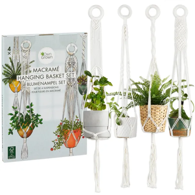 Makramee Blumenampel Set 4x Blumentopf Hängeampel 95cm Lang  Makramee