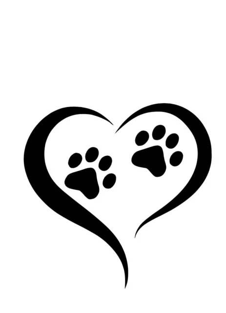 Heart Paw Print Vinyl Decal Sticker Pet Dog Cat Love Car Window 5 Inch Decal