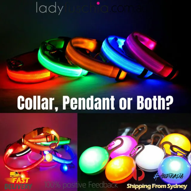 USB Rechargeable LED Dog Collar Nylon Glow Flashing Light Up Safety Pet Collars 3