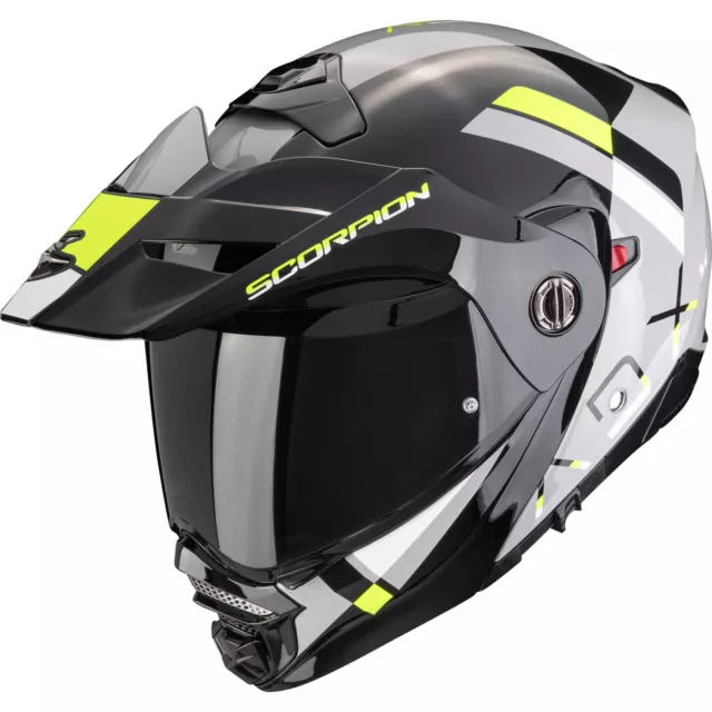 Scorpion Motorcycle Helmet XXL - Adx 2 Galane Flip up - Grau-Schwarz-Fluogelb