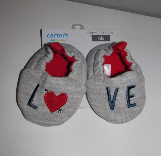 CUTE Infant 'Love' Heart Slippers (Size Newborn) BRAND NEW W TAGS