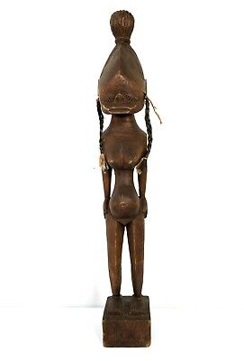 Wooden African Female Nude Fertility Maternity Statue Figure Hand Carved Hair