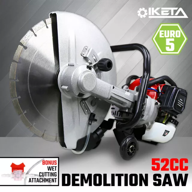 IKETA 52CC Petrol Demolition Saw Concrete Cut Off Wet Demo Cutter Road Brick