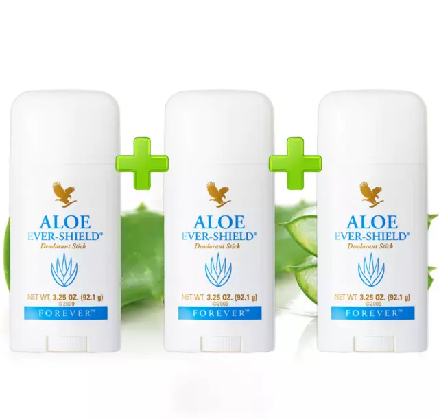 Forever Aloe Ever-Shield - Stick Déodorant Aloès -Sans Aluminium 92 g (Lot de 3)