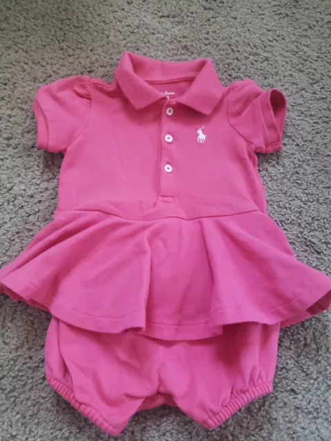 RALPH LAUREN. Baby Girls Polo Dress With Bloomers. Hot Pink. Size 6 Months