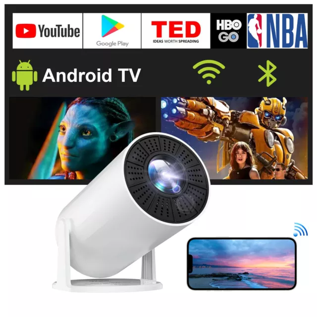 Mini Android TV Projector Portable 4K 1080P HD HDMI USB LED Home Cinema Party AU