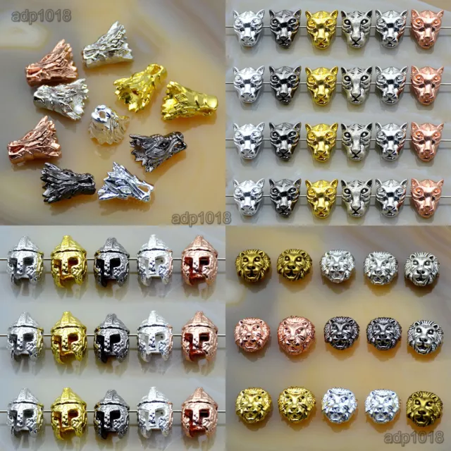 10pcs Solid lion,dragon, Bracelet Necklace Connector Charm Beads Silver Gold