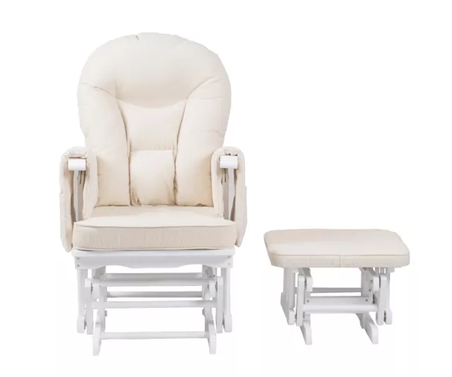 Nursing Glider Chair - Serenity White with footstool 3