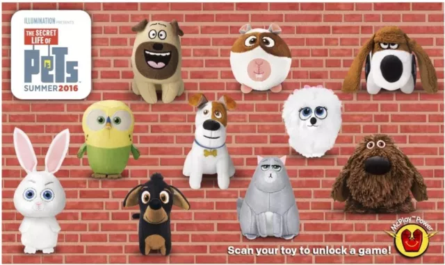 2016 Secret Life Of Pets Mcdonalds Happy Meal Plush Toys - U - Pick