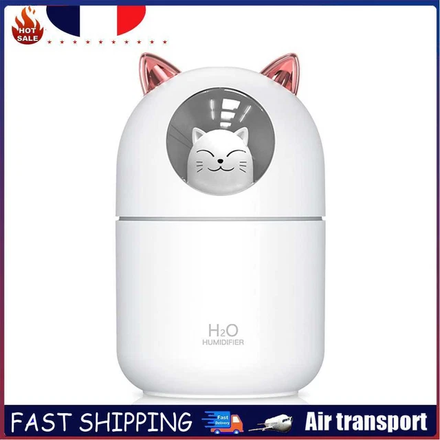 Air Humidifier Spray Cute Cat Small LED Light Mute Air Purifier (White USB)