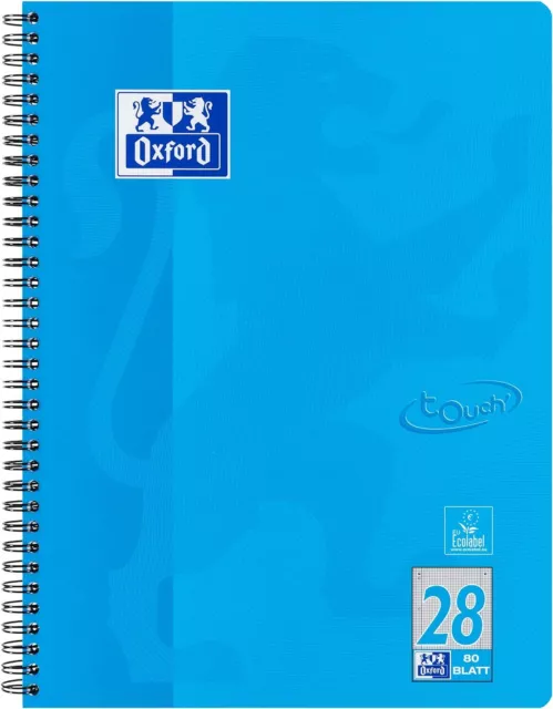 Oxford Touch Collegeblock A4 kariert, mit Doppelrand, 80 Blatt, blau