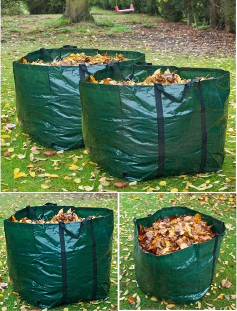 2x Heavy Duty 82L Garden Refuse Bag With Handles Waste Rubbish Grass Bin Green