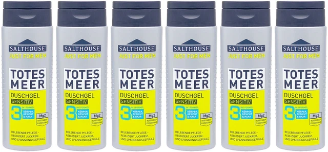 6x Gel de ducha Salthouse Men SENSITIVO 250ml 3 en 1 Mar Muerto champú piel + cabello