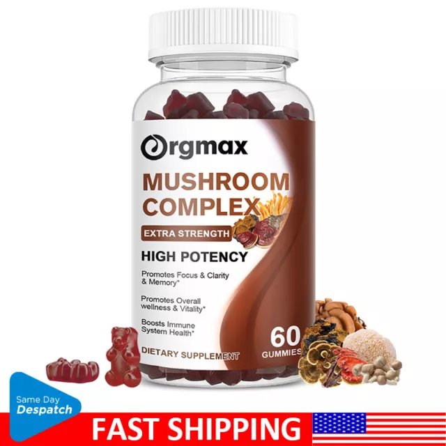 10x Mushroom Complex Supplement, Lions Mane, Reishi, Shiitake, Immune Gummies