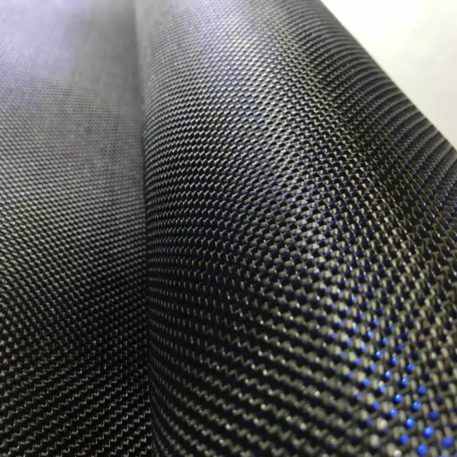Carbon Fiber+Blue&Silver Metallic Reflection Mixed Fabric Cloth 210gsm 50*100cm