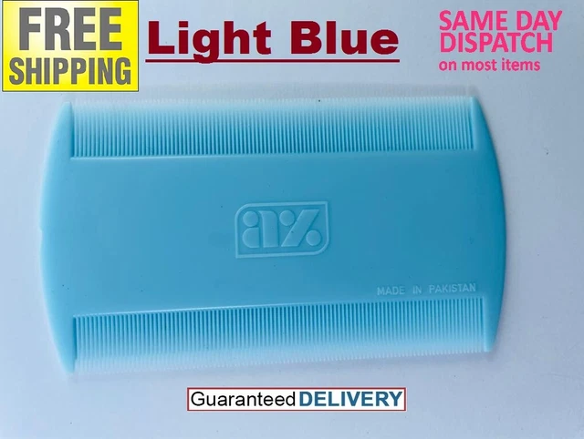 Light Blue Double Sided Nit Comb Head Lice Detection pet dog cat flea pine para
