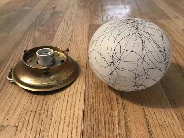 Vintage Rare Ceiling Light Fixture Collectible Round Globe Scarce 1950's
