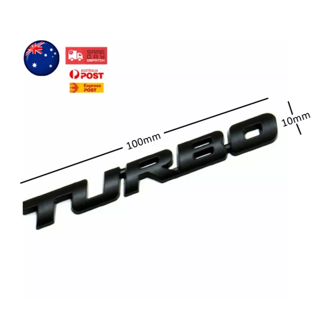 Black TURBO 3D METAL BADGE LOGO Boot REAR EMBLEM ADHESIVE AUS Stock