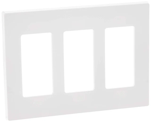Leviton 80311-SW 3-Gang Decora Plus Wallplate Screwless Snap-On Mount, White