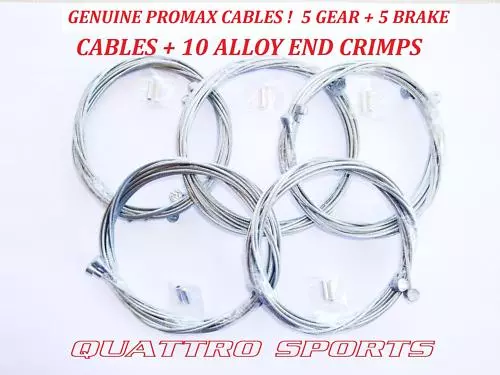 5 Gear & 5 Brake Inner Cables + Crimps Mtb, Shimano Etc