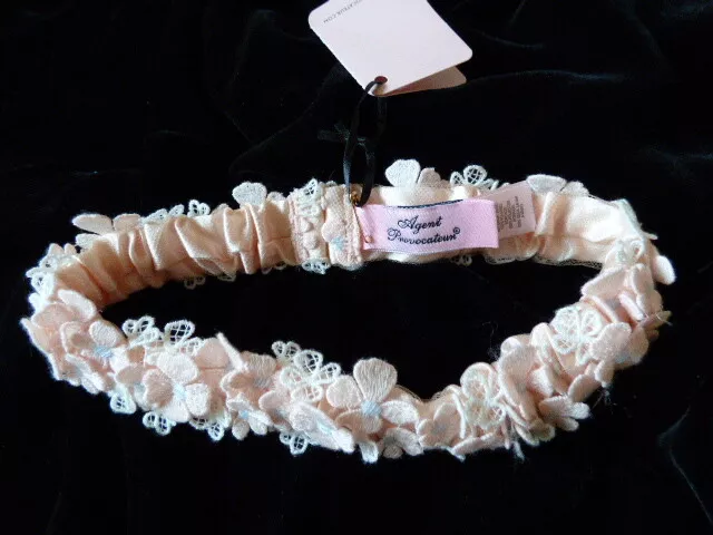 Agent Provocateur peach flower garter 4 stockings NEW wedding bridal 3D floral