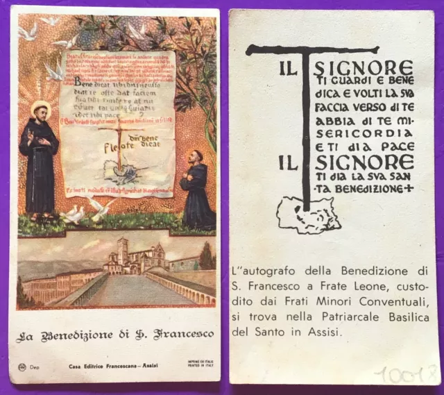 Santino Holy Card, La Benedizione Di San Francesco -Rif. 10018