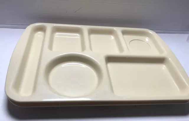 2 Vintage Adcraft Tan Heavy Duty Melamine Cafeteria Trays TCP-1410