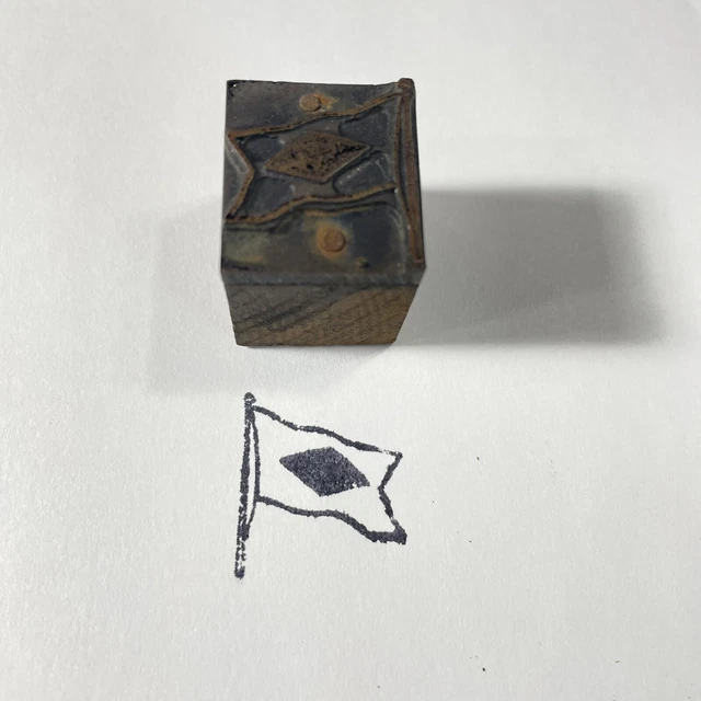 vintage letter press printing block flag 3/4” x 7/8”