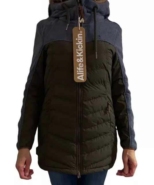 Damen Lang Jacke  Alife and Kickin Steppjacke mit Kapuze