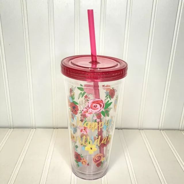 The Pioneer Woman Plastic Double Walled 24-Ounce Tumbler with Straw