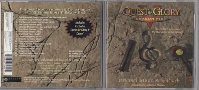 Quest for Glory 5: Dragon Fire - Original Music Soundtrack (CD, 1997, Sierra)