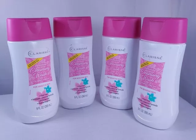 Paquete de 4 CLARISSE Lavado Limpiador Femenino para Mujer PIEL SENSIBLE 9 OZ NUEVO