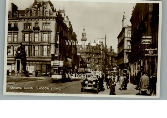 1951. Charing Cross, Glasgow. Trams & Cars. RPPC. Unposted. Valentines