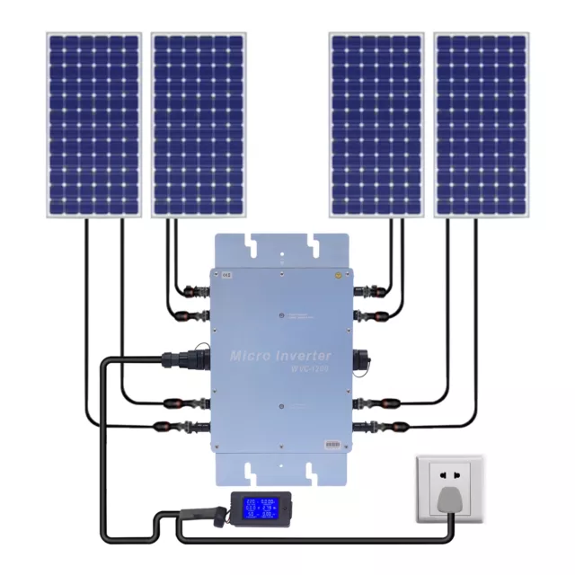 1200W WVC Waterproof Grid Tie Inverter MPPT DC22-50V AC220V Solar Microinverter!