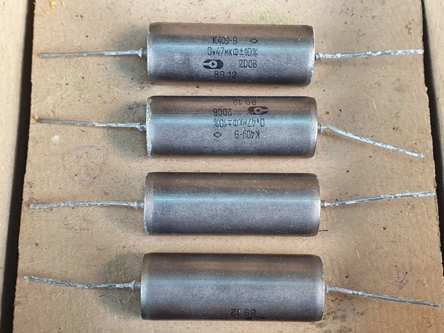 Lotto Di 2 Condensatori Audio URSS K40Y-9 PIO 0,47uF 400V Per Vecchi Amplificatori