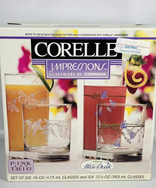 Corelle Impressions Glassware by Corning 12 Glass Set English Meadow New In Box