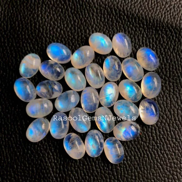 10x14 mm Oval Natural Rainbow Moonstone Cabochon Loose Gemstone Wholesale Lot