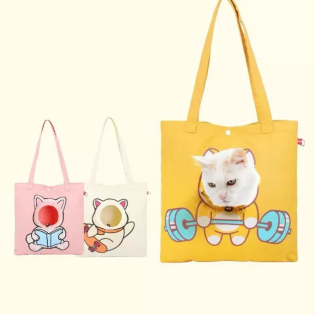 Bolso de hombro plegable para mascotas impresión de dibujos animados gato perro bolsas de transporte para viajes