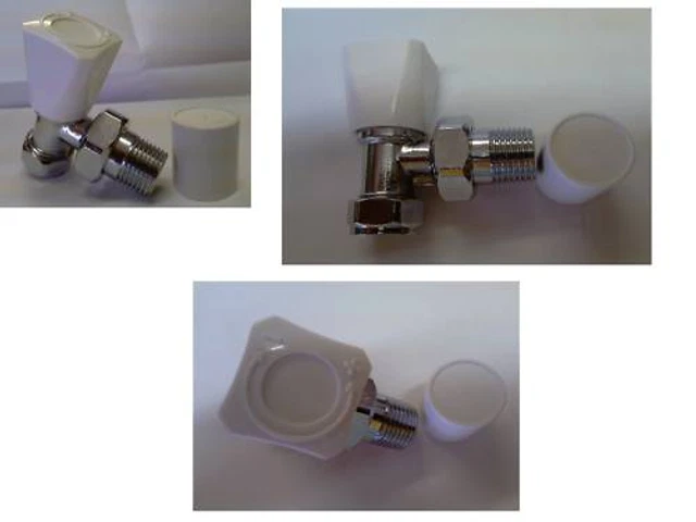 Lockshield Radiator Valve 15Mm Angled Chrome Body White Cap C/W Wheelhead X 5
