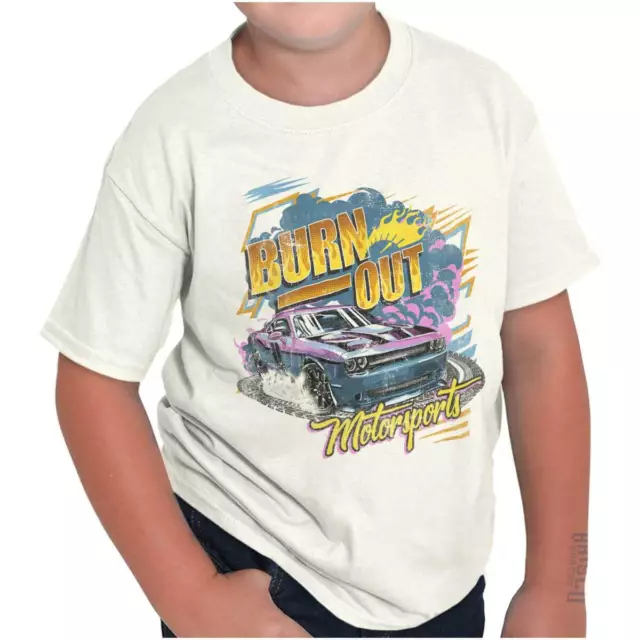 Burn Out Motorsports Racecar Donuts Crewneck T Shirts Boy Girl