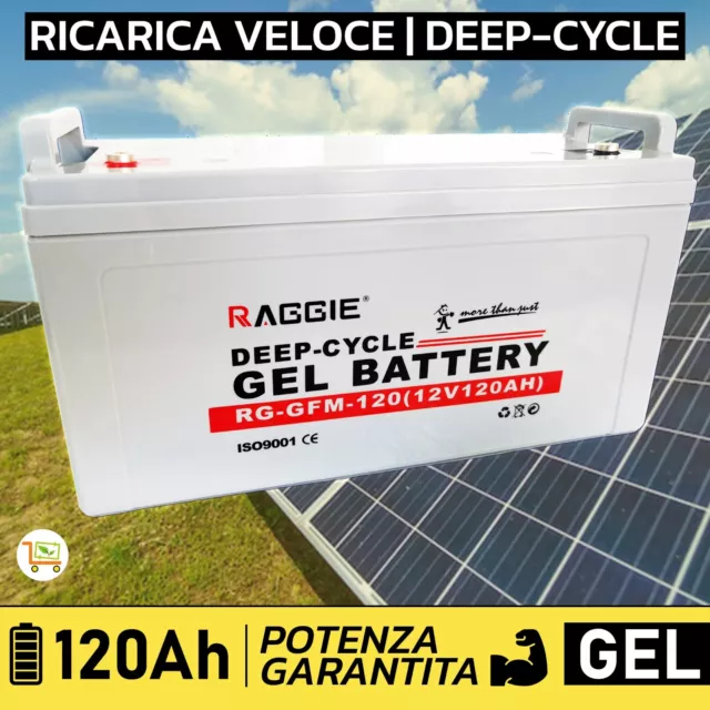 Batteria al GEL 12V 120Ah Solare Fotovoltaico Accumulo Off Grid Camper Garantita