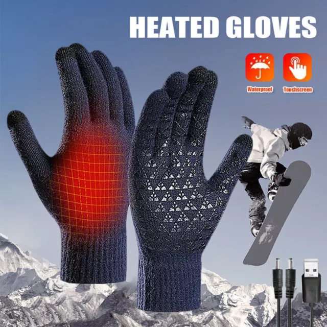 1Paar USB Elektrische Beheizte Handschuhe Touchscreen Winter Warme Thermische D