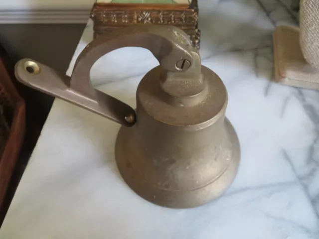 Vintage Cast Brass Wall Mount Farm House, School, Nautical Rustic Brass Bell
